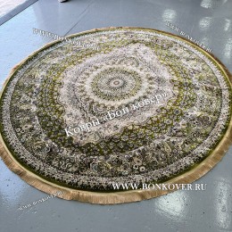 Восточный Ковер Для Гостиной Медальон Дизайн 30298 Зеленый круг