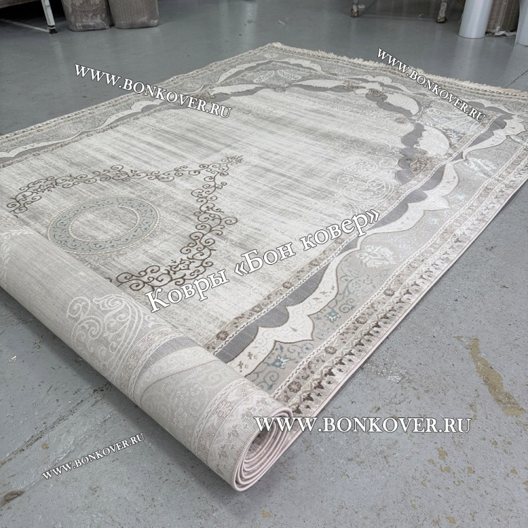 Ковер Турция Для Гостиной Дизайн 92 Серый с Голубым